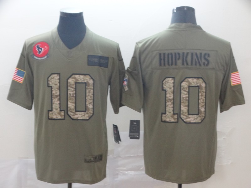 Nike Texans 10 DeAndre Hopkins 2019 Olive Camo Salute To Service Limited Men Jersey