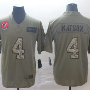 Nike Texans 4 Deshaun Watson 2019 Olive Camo Salute To Service Limited Men Jersey