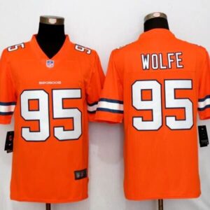 Broncos 95 Derek Wolfe Orange Color Rush Men Limited Jersey