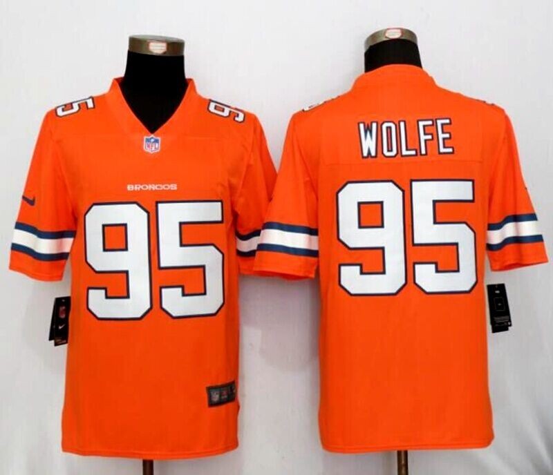 Broncos 95 Derek Wolfe Orange Color Rush Men Limited Jersey