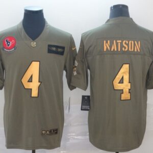 Nike Texans 4 Deshaun Watson 2019 Olive Gold Salute To Service Limited Men Jersey