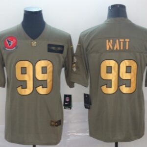 Nike Texans 99 J.J. Watt 2019 Gold Salute To Service Limited Men Jersey