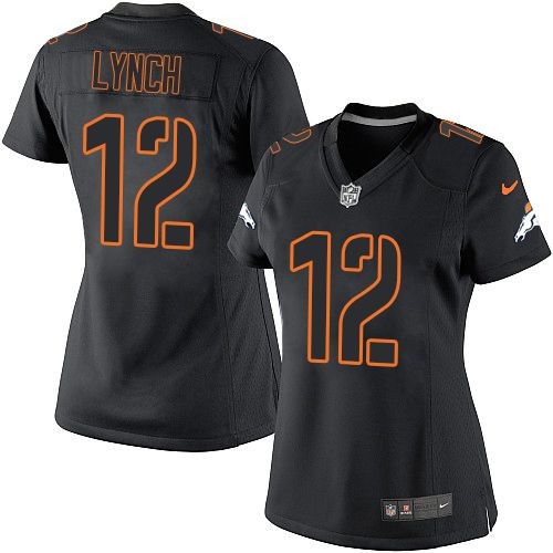 Broncos 12 Paxton Lynch Black Impact Women Jersey