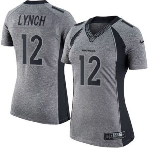 Broncos 12 Paxton Lynch Gray Women Gridiron Gray Jersey