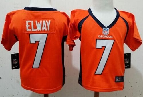 Broncos 7 John Elway Orange Toddler Jersey