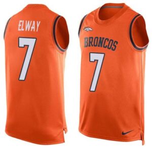 Broncos 7 John Elway Orange Men Limited Tank Top Jersey