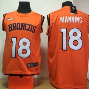 Broncos 18 Peyton Manning Orange Men Limited Tank Top Jersey