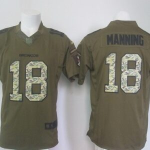 Broncos 18 Peyton Manning Black Men Stitched Limited Green Salute to Service Jersey