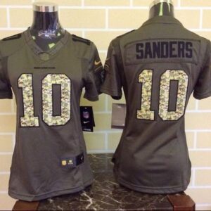 Broncos 10 Emmanuel Sanders Green Women Stitched Limited Salute to Service Jersey