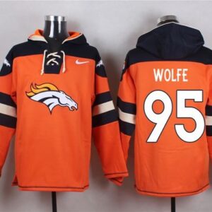 Broncos 95 Derek Wolfe Orange Player Pullover Sweatshirt Hoodie
