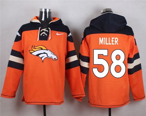 Broncos 58 Von Miller Orange Player Pullover Sweatshirt Hoodie