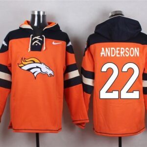 Broncos 22 C.J. Anderson Orange Player Pullover Sweatshirt Hoodie