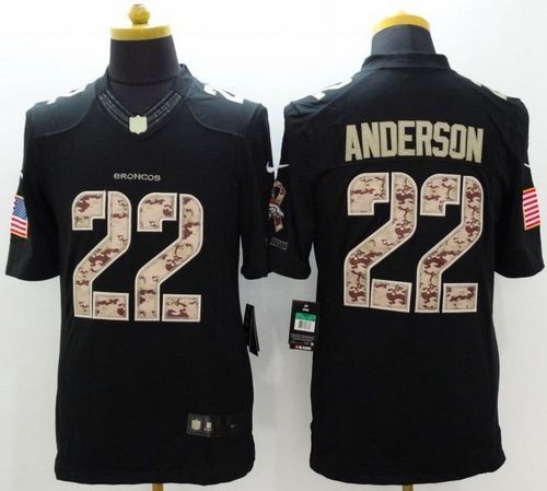 Broncos 22 C.J. Anderson Black Men Stitched Limited Salute to Service Jersey