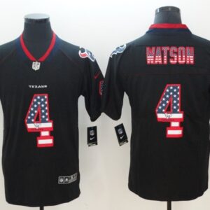 Nike Texans 4 Deshaun Watson Black USA Flag Fashion Limited Men Jersey