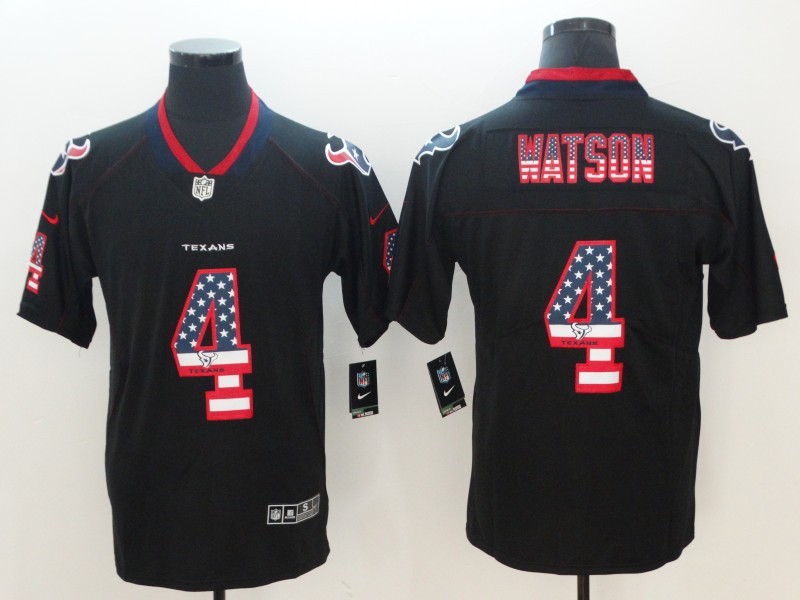 Nike Texans 4 Deshaun Watson Black USA Flag Fashion Limited Men Jersey