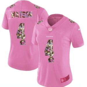 Nike Texans 4 Deshaun Watson Pink Camo Fashion Limited Women Jersey