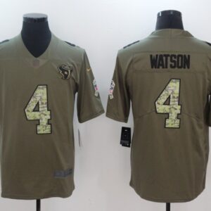 Texans 4 Deshaun Watson Olive Camo Salute To Service Limited Men Jersey