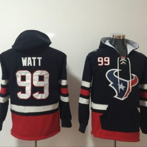 Houston Texans 99 J.J. Watt Navy All Stitched Hooded Men Sweatshirt