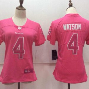 Texans 4 Deshaun Watson Pink Stitched Limited Rush Fashion Women Jersey