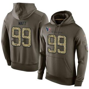 Men Texans 99 J.J. Watt Green Olive Salute To Service KO Performance Hoodie