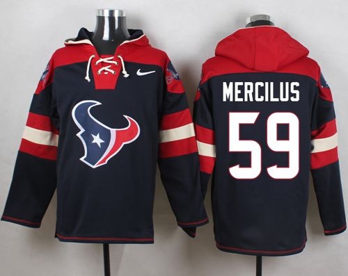 Texans 59 Whitney Mercilus Navy Blue Player Pullover Sweatshirt Hoodie
