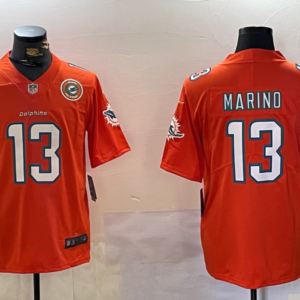 Nike Dolphins 13 Dan Marino Orange Team Logo Vapor Limited Men Jersey