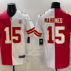 Nike Chiefs 15 Mahomes Red White Split Vapor Limited Men Jersey