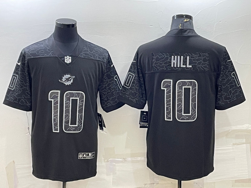 Nike Dolphins 10 Tyreek Hill Black Reflective Vapor Limited Men Jersey