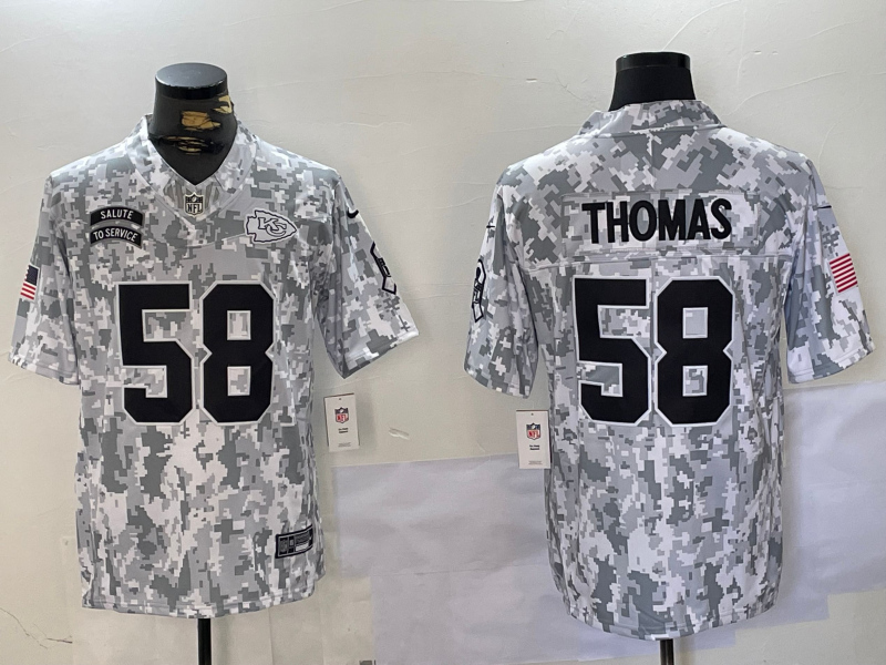 Nike Chiefs 58 Derrick Thomas Arctic Camo 2024 F.U.S.E. Salute to Service Limited Men Jersey (Runs Small)
