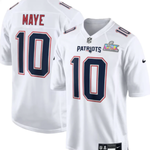 New England Patriots 10 Maye White 2026 Super Bowl LX Vapor Limited Men Jersey