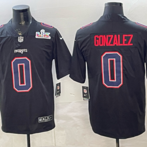 New England Patriots 0 Christian Gonzalez Black 2026 Super Bowl LX Vapor Limited Men Jersey