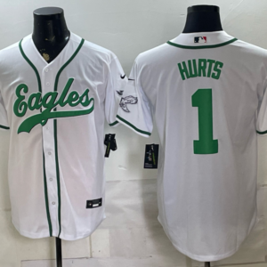 Philadelphia Eagles 1 Hurts White Baseball Vapor Limited Men Jersey