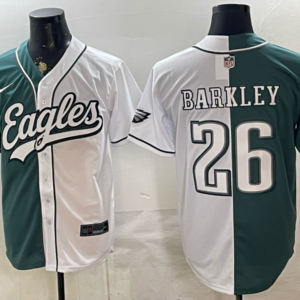 Philadelphia Eagles 26 Barkley White Green Split Baseball Vapor Limited Men Jersey