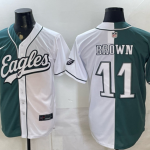 Philadelphia Eagles 11 Brown White Green Split Baseball Vapor Limited Men Jersey