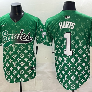 Philadelphia Eagles 1 Hurts Green Baseball Vapor Limited Men Jersey