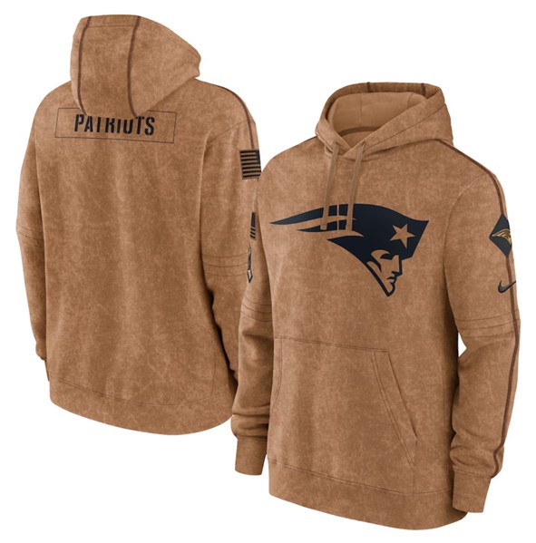 Patriots 2023 Brown Salute to Service Pullover Hoodie