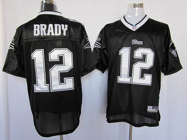 Patriots 12 Tom Brady Black Customize Men Jersey