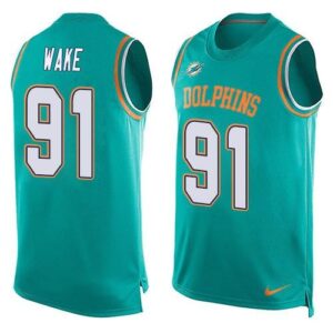 Dolphins 91 Cameron Wake Aqua Green Men Limited Tank Top Jersey