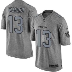 Dolphins 13 Dan Marino Gray Men Stitched Limited Gridiron Gray Jersey