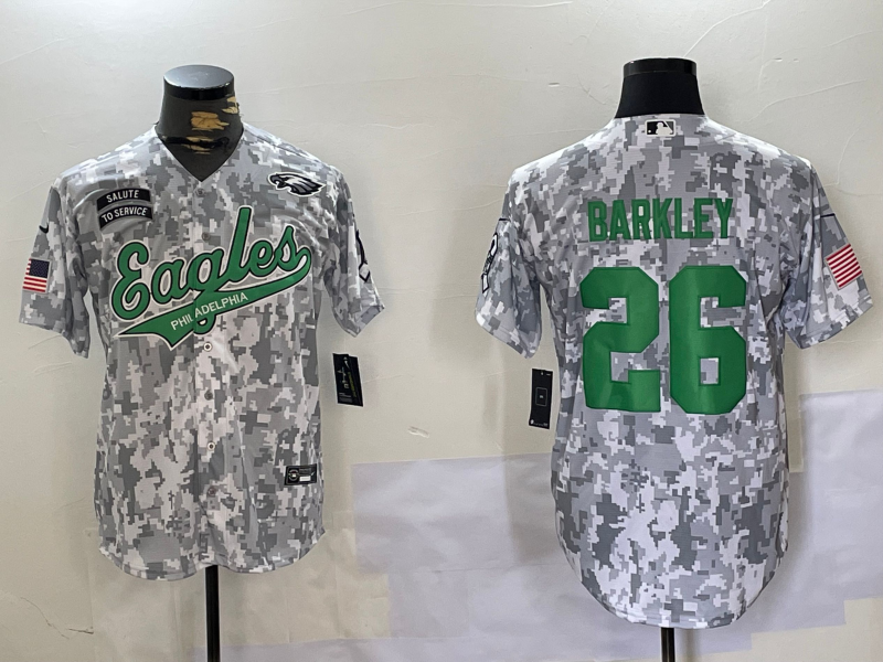 Nike Eagles 26 Saquon Barkley Camo Vapor Baseball Limited Men Jersey