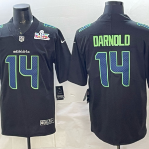 Seattle Seahawks 14 Darnold Black 2026 Super Bowl LX Vapor Limited Men Jersey