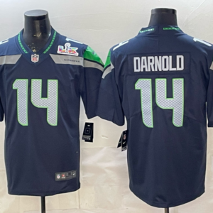 Seattle Seahawks 14 Darnold Blue 2026 Super Bowl LX Vapor Limited Men Jersey
