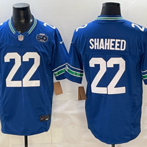 Seattle Seahawks 22 Shaheed Blue F.U.S.E. Vapor Limited Men Jersey with 50th Patch