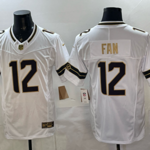 Seattle Seahawks 12 Fan White Gold F.U.S.E. Vapor Limited Men Jersey