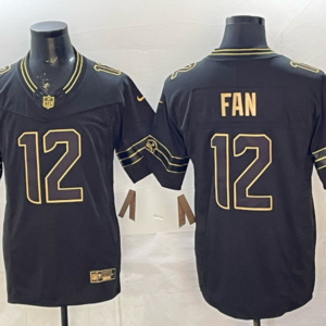 Seattle Seahawks 12 Fan Black Gold F.U.S.E. Vapor Limited Men Jersey