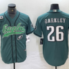 Nike Eagles 26 Saquon Barkley Green Vapor Baseball Limited Men Jersey with C Patch