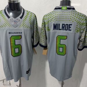 Seattle Seahawks 6 Jalen Milroe Grey Rivalries F.U.S.E. Vapor Limited Men Jersey
