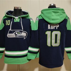 Seahawks 10 Cooper Kupp Navy Green Ageless Must-Have Lace-Up Pullover Hoodie