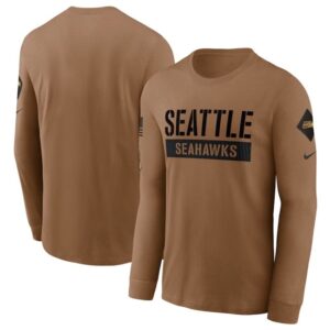 Seahawks 2023 Brown Salute To Service Long Sleeve T-Shirt