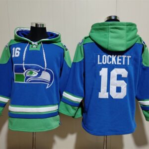 Nike Seahawks 16 Tyler Lockett Blue Hoodie Sweatshirt